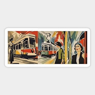 The Art of Trams - Soviet Realism Style #002 - Mugs For Transit Lovers Sticker